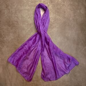 Aaron Bangladesh Purple Satin Lightweight Scarf Flowy Rectangle Boho Hippie